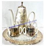 Unique Coffee Pot + Sugar & Cream Set