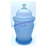 Frosted Blue Glass Jar & Lid (10")