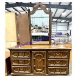 Wooden Long Dresser & Mirror (78 x 63 x 19)