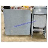 Blue Card Table & (4) Chairs