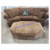 Floral Upholstered Sofa & Ottoman