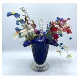 Glass Vase & Flowers (10")