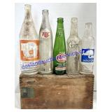 Vintage Wooden Tobacco Crate & Glass Bottles