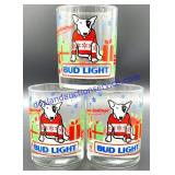 Lot of (3) Spuds Mackenzie Bud Light Glasses