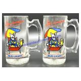 Pair of Spuds Mackenzie Bud Light Beer Mugs