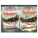 Pair of Budweiser Clydesdales Beer Glasses