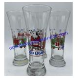 4 Spuds Mackenzie Bud Light Glasses