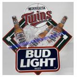 Minnesota Twins Bud Light Tin Sign 20-1/2"Wide x