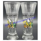 Pair of Spuds Mackenzie Bud Light Pilsner Glasses