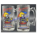 Pair of Spuds MacKenzie Bud Light Beer Mugs