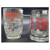 Pair of Glass Budweiser Beer Mugs