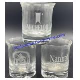 Lot of (3) Anheuser Busch Etched Glasses
