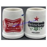Miller High Life & Heineken Mini Beer Steins