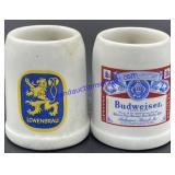 Budweiser & Lowenbrau Mini Beer Steins