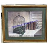 Birdcage & Books Print 38-1/2"T x 31"W