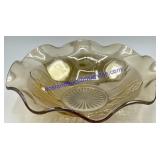 Vintage Large Rippled Carnival Glass Bowl