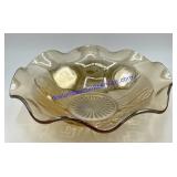 Vintage Large Rippled Carnival Glass Bowl
