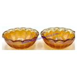 Pair of Vintage Orange Carnival Glass Fruit Bowls