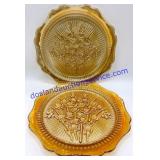 Pair of Vintage Carnival Glass Plates (9")