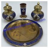 Asian Brass Enamel Salt & Pepper Shaker W/