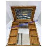 Wooden Mirror/Shelf & Canvas Painting