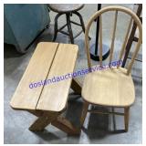 Small Wooden Chair & Stand