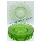 Lot of (8) Green Depression Glass Saucers