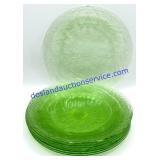 Lot of (8) Green Depression Glass Plates - 9"