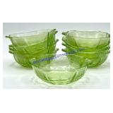 Lot of (8) Green Depression Glass Candy Dishes