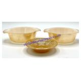 2  Peach Fire King Mini Casseroles & Decorative