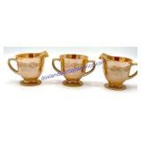 2 Peach Fire King Gravy Pourers & Cup