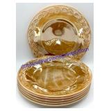 6 Peach Fire King Plates 9"
