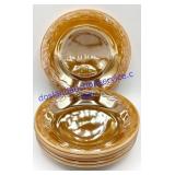 6 Peach Fire King Soup Bowls 8"