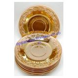 7 Peach Fire King Saucer Plates