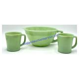 Vintage Fire King Green Milk Glass Mixing Bowl &