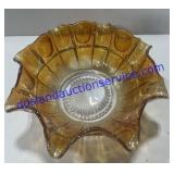 Orange Carnival Glass Candy Dish