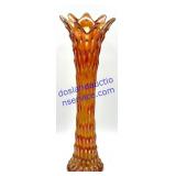 Vintage Marigold Carnival Glass Vase (17")