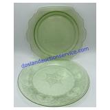 Pair of Green Depression Glass Plates