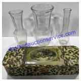 3 Vases & Keepsake Box