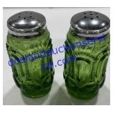 Vintage Green Moon & Stars Salt + Pepper Shakers