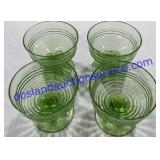 4 Green Glass Ice Cream Dishes