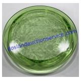 Vintage Green Jeannette Glass Footed Cake Plate