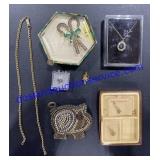 Misc Pins , Necklace ( 1 Necklace Needs Repaired
