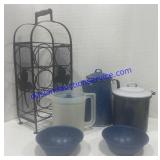 Wine Rack , Pitcher W/ Matching Bowls Misc
