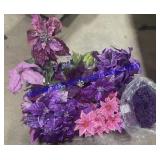 Box of Misc Artificial Flowers /Decor