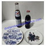 Collectable Bottled Soda & Decorative Plates