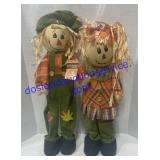 Girl & Boy Scarecrow Decor