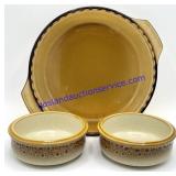 Glass AH Pie Dish & Mikasa Stoneware Bowls