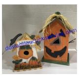Pair of Pumpkin Themed Bird Houses