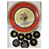 Large Rooster Platter & Coasters